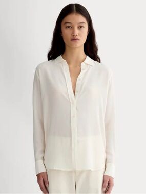 100% Silk, Everlane Classic Ivory Button-Up Shirt